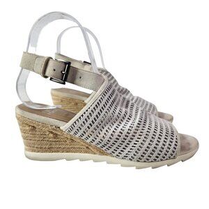 Eileen Fisher AURA Women's Suede Mesh‎ Espadrille Slingback Jute Wedge Sandal 7M